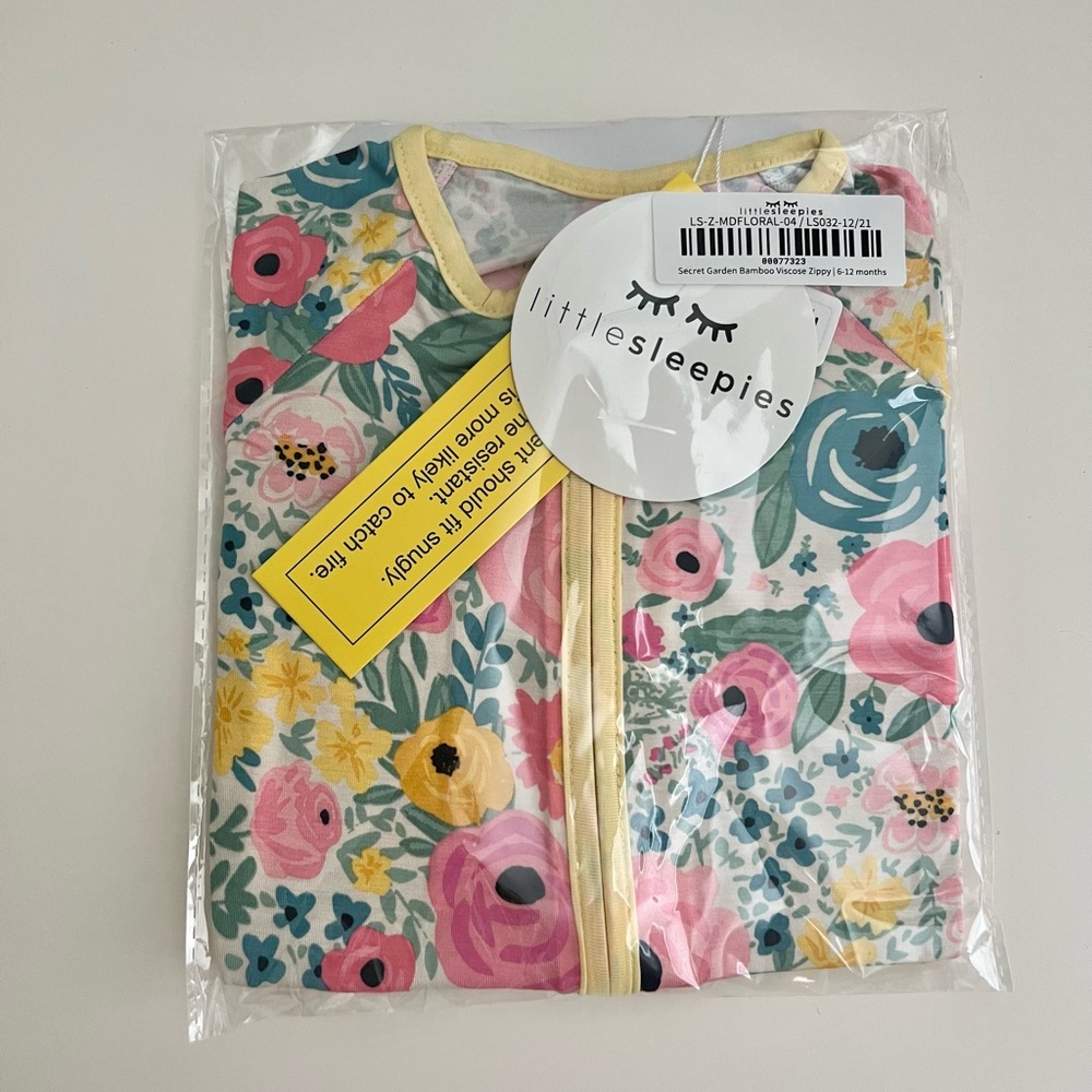 NIB NWT Little Sleepies Secret Garden Bamboo Viscose Zippy | 6-12 Months